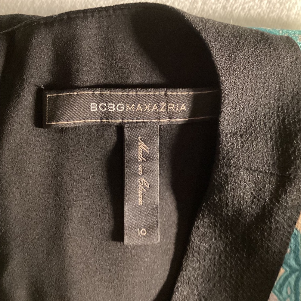 BCBGMAXAZRIA Paisley Print Sleeveless Sheath Dress Black Blue Coral Size 10 - Picture 11 of 14